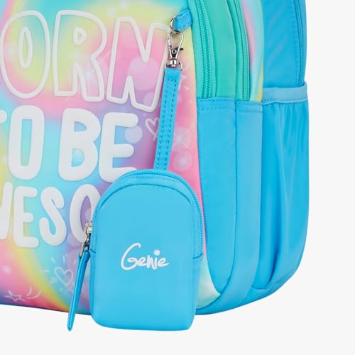 Image of Genie Backpack for Girls Laptop Sleeve, Three Compartments and Organiser with Padded Shoulders |Best for Books,Stationery,Lunch Box & Essentials