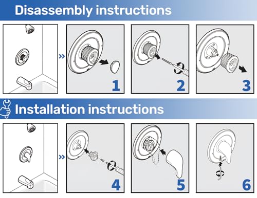 Image of Replacement for 100657 Moen Tub /Shower Lever Handle,Compatible with Moen Posi-Temp Valve Systems,Compatible with Moentrol Valve,Single Handle Faucets for Adjust Water Volume and Temperature ﻿,Chrome