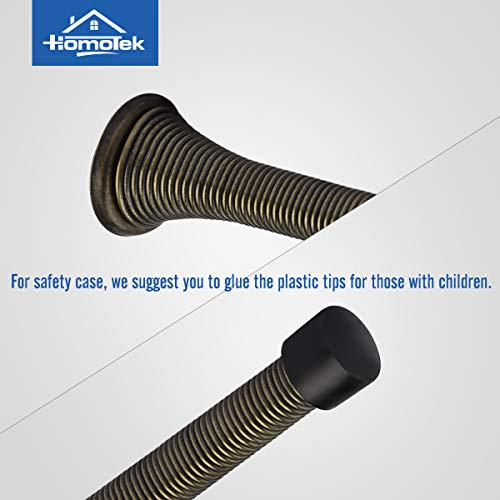 Image of HOMOTEK 12 Pack Spring Door Stopper with Rubber Bumper 3-1 /8 inch Flexible Spring Heavy Duty Wall Door Stop Low Mounted Door Bumper for Home (Antique Brass)