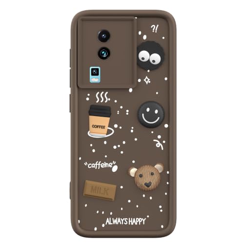 Image of Pikkme Back Cover for iQOO Neo 7 5G / Neo 7 Pro 5G | Cute Fun Cartoon 3D Bear Silicone Full Body Protection Bumper Cover (Brown)