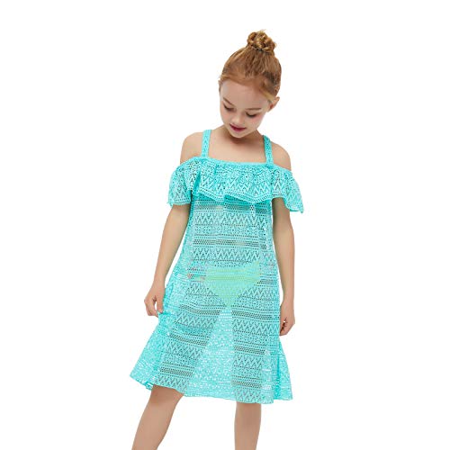 Jimmy Baha·mas Girls Swimsuits Cover-ups Off Shoulder Ruffled Hollow Beach Dress Cover Up for Kids2