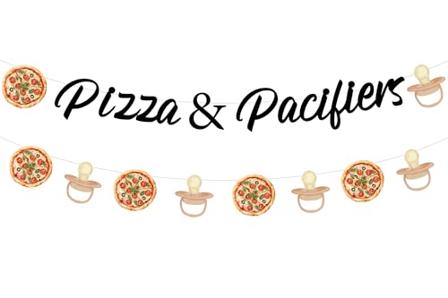 Fournitures de Fête Prénatale Thème Pizza Bannière Baby Shower Sucettes