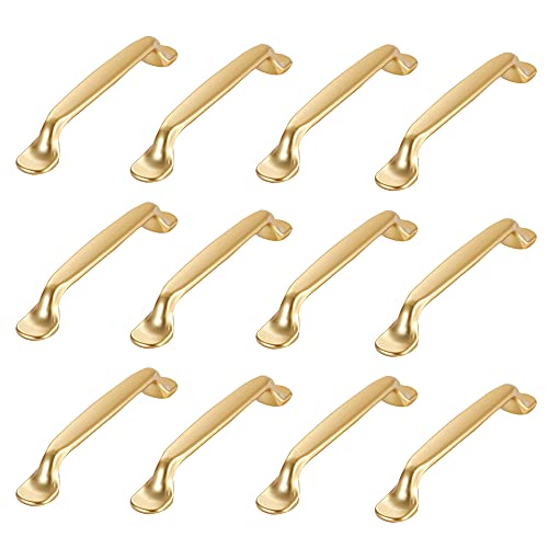 Csirnto 12 Stück Gold Möbelgriff Gold Griffe Möbel, Lochabstand 95 mm, Gold Küchen Griffe Gold Schrankgriffe Küchenschrank Türgriffe Gold Schubladenknöpfe Gold Griffe Möbel, mit Schrauben