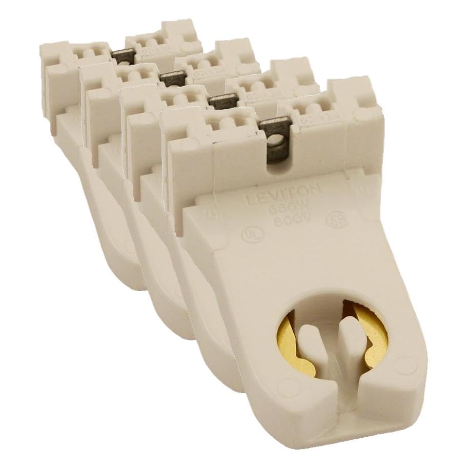 Leviton Turn-Type Lamp Holder with Captive Nut, 660 W, Fluorescent, Medium 2-Pin, 104-13357-00N, White image 3