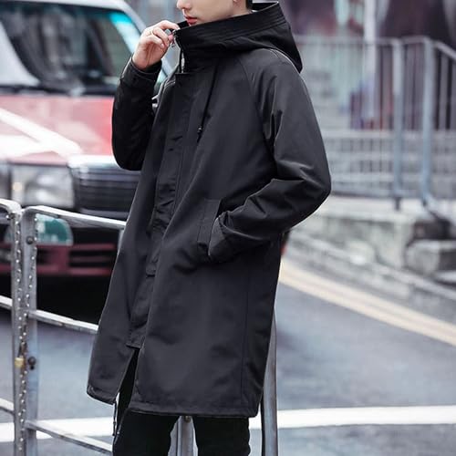 Maiyifu-GJ Men's Windbreaker Hooded Trench Coat Casual Lightweight Windproof Mid-Long Overcoat Spring Fall Slim fit Jacket2