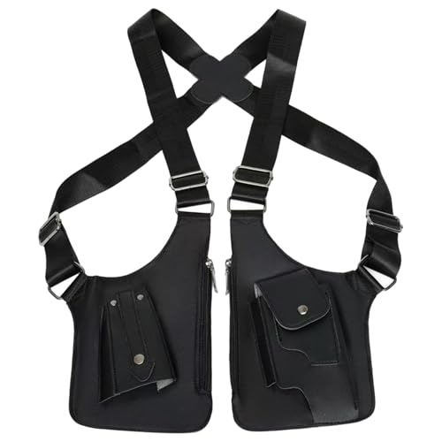 Comebachome Borsa a tracolla ascellare per uomo, portafoglio con tracolla nascosta regolabile sotto ascella, borsa ascellare a doppia spalla antifurto(Nero)