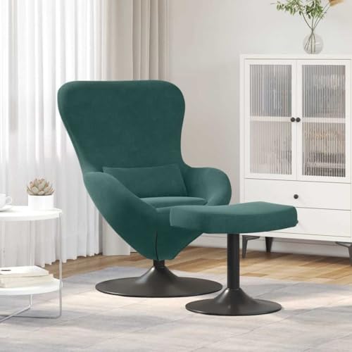 Owoxanthellate Egg Chair Fauteuil relax, en velours, vert foncé, 63 x 73 x 90 cm, avec fonction rotative à 360° et repose-pieds, design moderne, pour salon,...