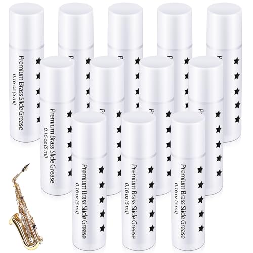 Fiada 12 Pcs Brass Slide Grease Stick, 0.16 oz (5 ml) Odorless & Pure Thick & Sticky to Extend Life of Trumpet French Horn & Tuba Cork Grease for Care Woodwind Musical Instruments