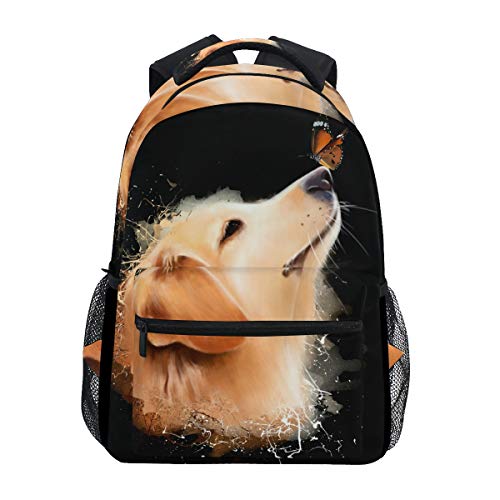 Golden Retriever Dog With Butterfly Art Backpacks Travel Laptop Daypack School Bags for Teens Men Women