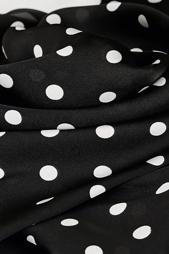 1950s Polka Dots chiffon scarf for Women - White and Black Polka Dot 50s Neck Head Square Scarf2