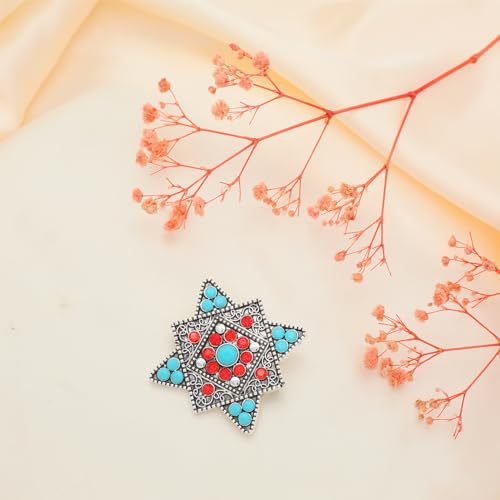 Image of Turquoise West Cowboy Oval Tear Drop Brooch Pin for Women Retro Brooches Pins Classic Fashion Jewelry Accessories Gift