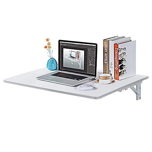 Mcmacros Wall Mounted Floating Folding Table, Drop Leaf Dining Table Small Wooden Desk For Office Home Kitchen (White 1, 31 * 23) #TOP3