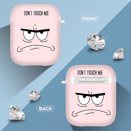 Image of for Airpods Case,Don't Touch Me Cool Cover with Lanyard Big Eyes Cute Cartoon for Airpods 2nd Generation Case,Soft Shockproof Cover for Women Men-Pink