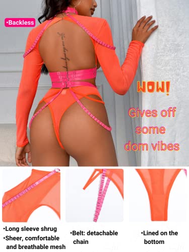 Image of Kaei&Shi Rave Outfit, Adjustable Strappy, Contrast Color, Choker, Chain Belt