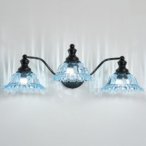 Image of XIEDUN Blue and Black 3 Light Vanity Light Bathroom Vanity Light Fixture