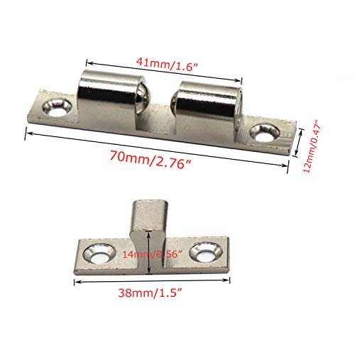 70MM Ball Catch Omitfu Set of 5 Solid Brass Chromium Plated Adjustable Double Ball Tension Roller Catch Latch Hardware Fitting for Cabinet Closet Furniture Door with Screws - Thumbnail 2