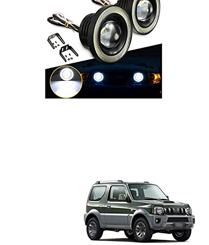 PRIKNIK Fog Light 3.5" White Led Fog Lamps with White Angel Eye Ring 15W, Set of 2 Compatible with M-aruti S-uzuki J-imny