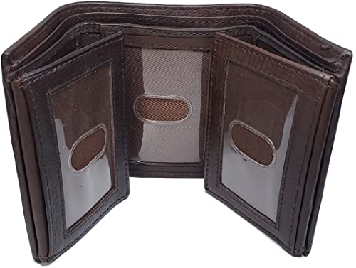 TriFold RFID Double Flip Out Mens Leather Wallet, 3 IDs, 12 Credit Card Slots, 4 Hidden Pockets & Divided Currency Compartment, P51215 (Brown)4