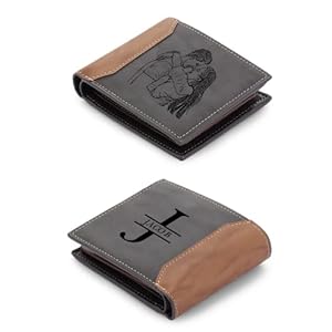 lagofit Gifts for Dad Personalized Custom Photo Wallets for Men Engraved Picture & Initial Name Wallets for Men Casual…