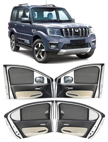 Image of Autofact Car Sunshades for Mahindra Scorpio (2014 to 2022), UV Protection, Useful Car Accessories, Custom fit Sun Shades for Side Windows, Set of 6