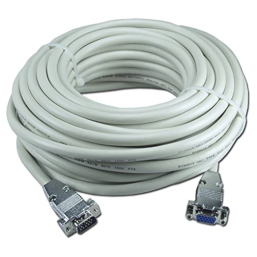 QVS CC320D-35A 35 ft. Premium VGA HD15 Male to Female Tri-Shield Extension Assembled Cable