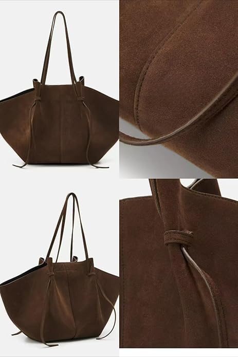Bolso Tote de gamuza sintética vintage para mujer miniatura 6