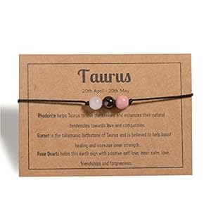 Zodiac Taurus Bracelets Taurus Gifts for Women Men, 6mm Natural Stone Horoscope Bracelets Healing Gemstone Crystals Zodiac Sign Gifts