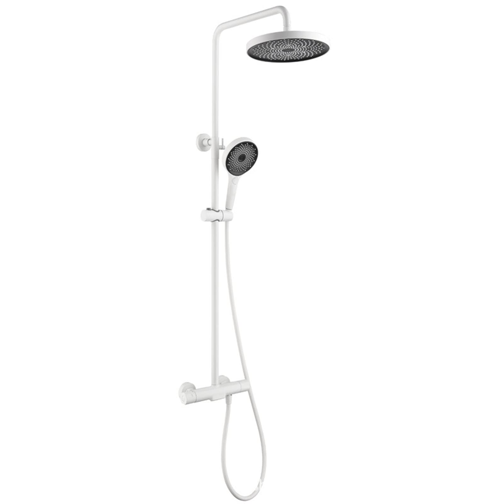Robinetterie de douche blanche anticalcaire avec combiné pommeau rond - 7