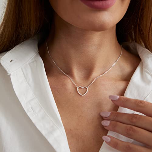 Lexody Dainty Heart Necklace Tiny Heart Pendant Choker Necklaces Small 14K Silver Plated Cute Open Heart Chain Necklace For Women Minimalist Jewelry Necklace Gifts For Her #TOP1