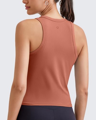 Image of G4Free Workout Tank Tops for Women Slim Fitted Racerback Ribbed Athletic Gym Yoga Tanks Summer Casual
