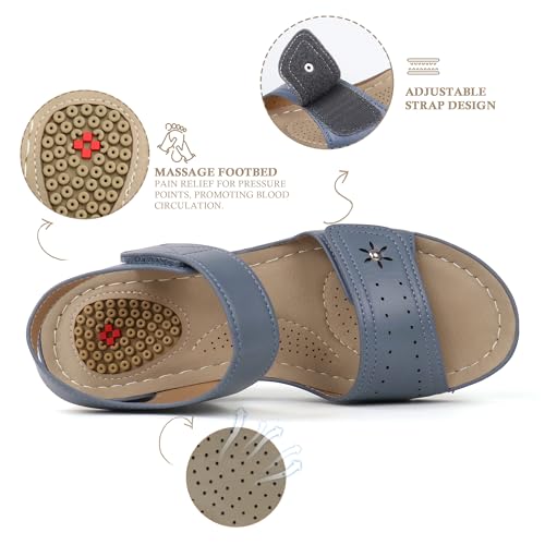 Image of JABASIC Women Comfortable Sandals Orthotic Walking Sandals Orthopedic Arch Support Sandals