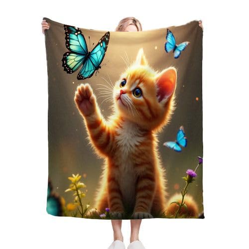 Podwójny koc polarowy 220 x 240 Zwierzę Kot, Duży komfortowy koc 220 x 240 cm | Rozmiar king size, trwała miękkość i łatwa pielęgnacja, idealny do głębokiego snu A25