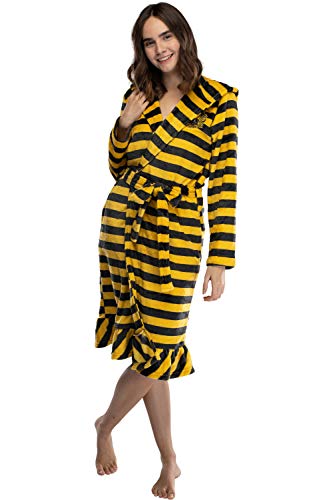 Harry Potter Juniors' Striped Hooded Plush Fleece Robe - All 4 Houses Gryffindor, Hufflepuff, Slytherin, Ravenclaw2