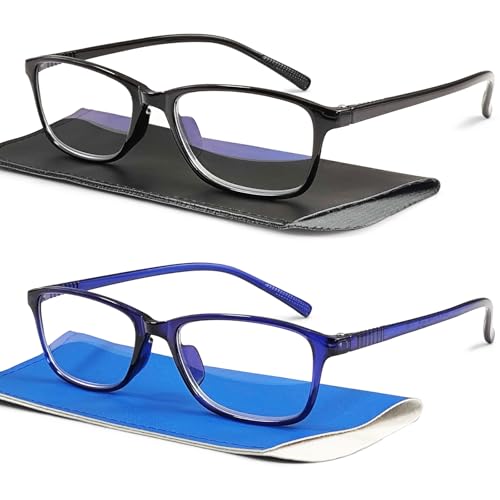 COJWIS 2er-Pack Lesebrille Blaulichtfilter für Herren und Damen Brille Lightweight biegbar rutschfest Unisex (Männer + Frauen) (Schwarz Blau, 2.00, x) COJWIS 2er-Pack Lesebrille Blaulichtfilter für Herren und Damen Brille Lightweight biegbar rutschfest Unisex (Männer + Frauen) (Schwarz Blau, 2.00, x)