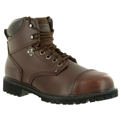 Rugged Blue RB2 1800 Leather Steel Toe Waterproof Men's Work Boot, Size 10M, Dark Brown