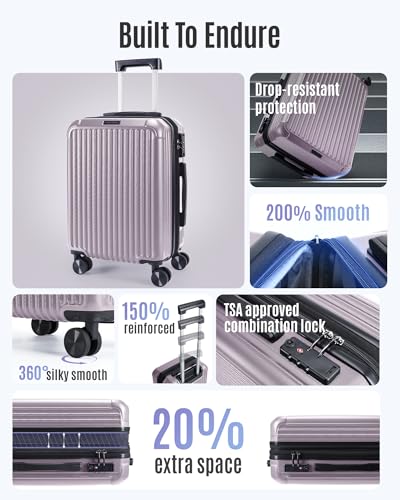 Image of LIGHT FLIGHT 3 Piece Luggage Sets With Spinner Wheels Hardshell TSA Lock | Durability, Spinner Wheels, Hardside Lightweight, TSA Lock, Durable, PC+ABS, Mobility,
