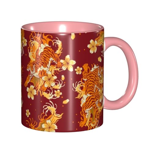 マグカップ 赤 和柄 虎 トラ 寅 コーヒーカップ 330ml 陶器 食器 おしゃれ 男女兼用 ミルクコップ コーヒー ティー オフィス 家庭用 誕生日 贈り物