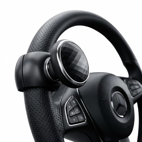 Image of Eliane Universal Car Steering Wheel Power Knob 360 Rotation Spinner Ball Handle | Non-Slip ABS Grip | 360 Degree Steering Booster for Cars, Trucks, Tractors - Black