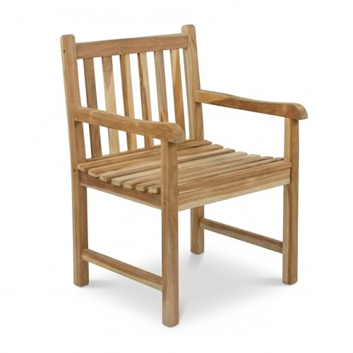 SAM Gartensessel Caracas, Teakholz massiv, Gartenstuhl mit Armlehnen, Sessel für Balkon, Terrasse, Wintergarten & Garten, pflegeleichtes Gartenmöbel, Unikat
