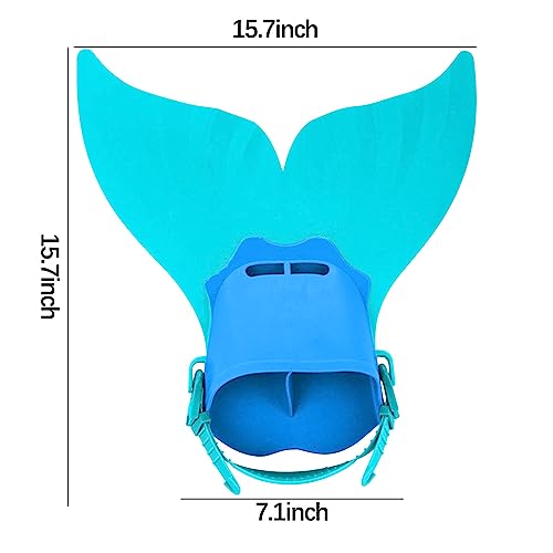Mermaid Monofin Swim Fin, Adjustable Mermaid Swim Fin for Swimming Training, Kids Mermaid Flipper Water Sports Training Foot Flipper, Swim Fin for Kids, Monofin Mermaid Tails for Swimming (Blue)
