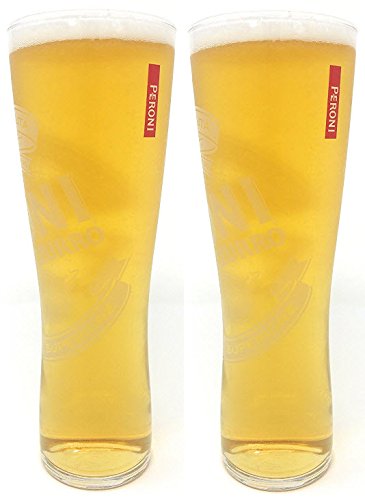 Peroni Nastro Azzurro 2 X Pint Glass Toughened And Nucleated (2 Glasses)