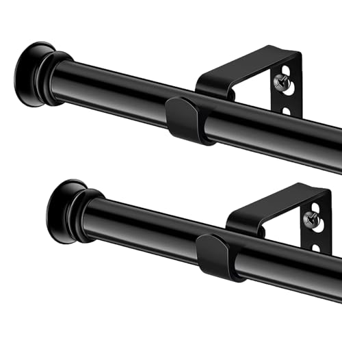 Curtain Rods 2 Pack 5/8 inch Black Curtain Rods for Windows 30 to 45 Inch with Brackets Easy to Install for Bedroom Living room Kitchen（30', 45'）