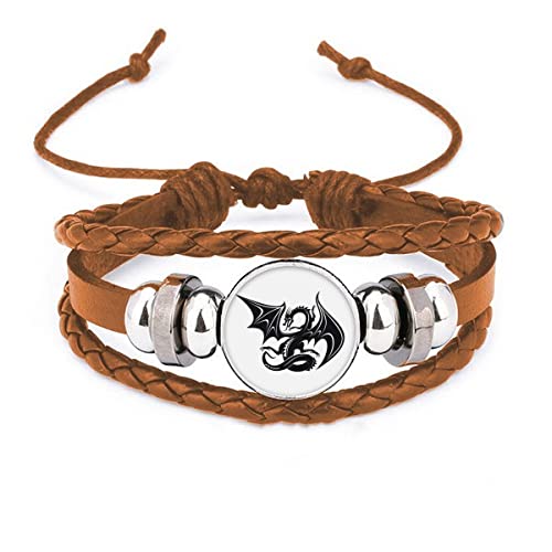 Bracelet en cuir haut de gamme orné de gravures dragon et faune sauvage pour passionnés