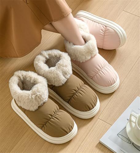 Rungion Women Mens Platform House Slippers Outdoor Waterproof Snow Boots Thick Plush Lined Shoes Home Slipper Winter Warm Shoes3