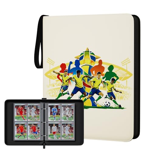 Image of Kabinka 4-Pocket Soccer Card Binder, 2025-2026 Soccer Trading Cards Binder Fits 400 Cards with 50 Removable Double-Sided Sleeves, Waterproof PU Card Albums for Soccer Fans