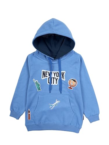 Image of KiddoPanti Unisex Solid Pullover Hooded Fleece Sweatshrit | Cotton Poly Fleece Fabric | Waist Length, Full Sleeve Hoodie | 2 Kangaroo Pockets | Winter Wear for Boys & Girls