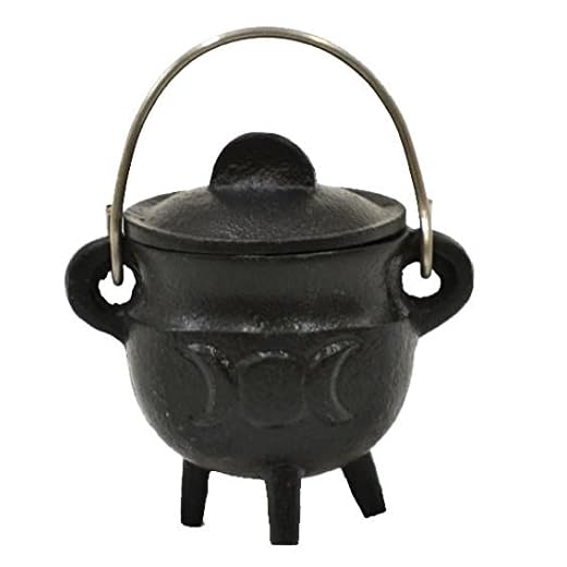 Small Triple Moon Cast Iron Cauldron by New Age