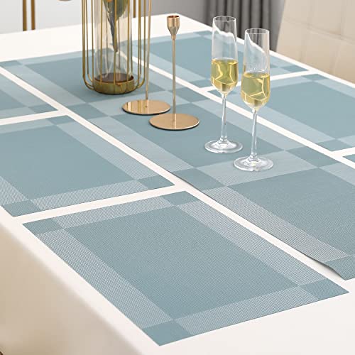 Image of HOKIPO PVC Placemats with Table Runner for Dining Table 6 Seater (AR4257)