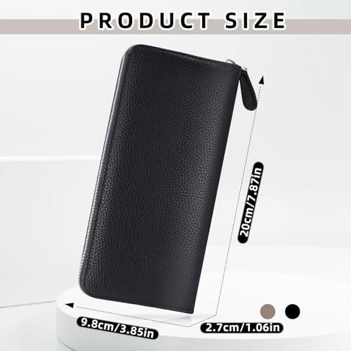 Women Wallet, PU Leather Clutch Purses for Woman Multi-Function Large Capacity Credit Card Holder with Zipper Travel Long Wallet for Men (Black)2