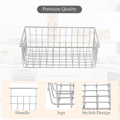 Image of Kuber Industries Pack of 3 Small Stainless Steel Basket for Storage - Pooja Items & Kitchen Storage Tokri for Onion Organizing - With Handles - Silver